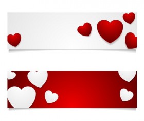 Valentine banners red with white vector