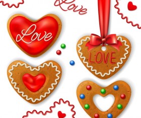 Valentine cookies decorative vectors material
