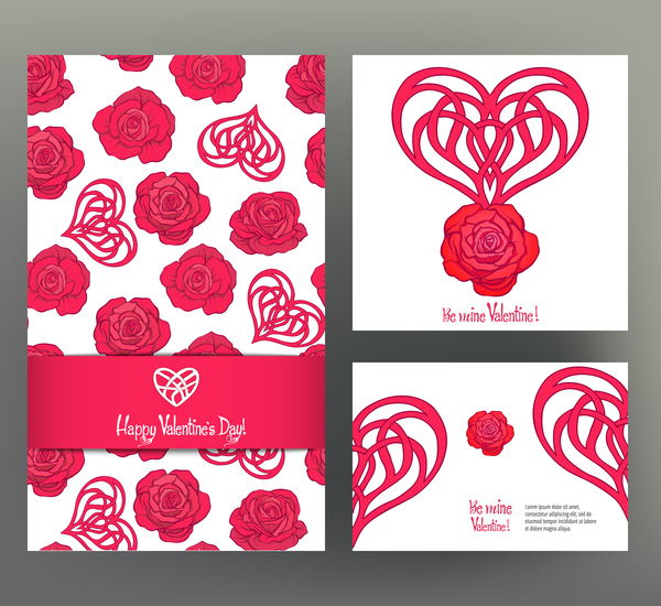 Valentine day card template vector kit 05