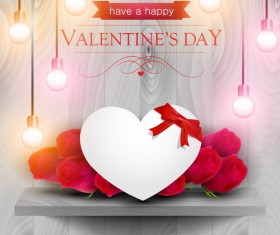 Valentine day card with wooden background vector