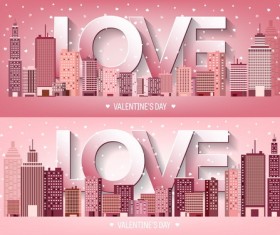 Valentine day with city vector material