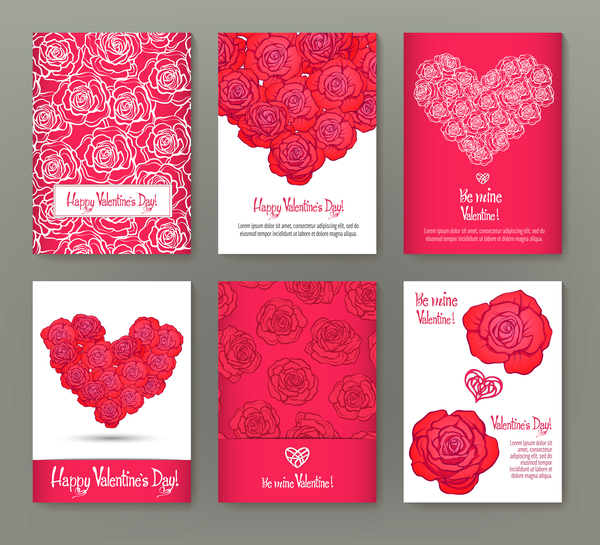Valentine flyer with brochure cover template vector 01