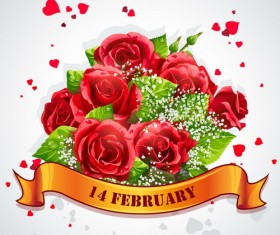 Valentine rose lebel vector material 02