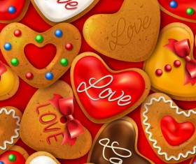Valentine seamless pattern with cookies vector