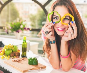 Various Funny expressions woman Stock Photo 06