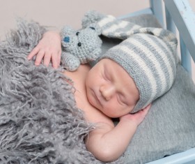 Various sleeping position cute baby Stock Photo 04