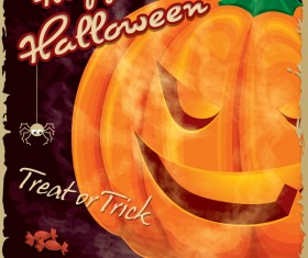 Vintage Halloween poster design with witch vector