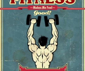 Vintage fitness club poster vector
