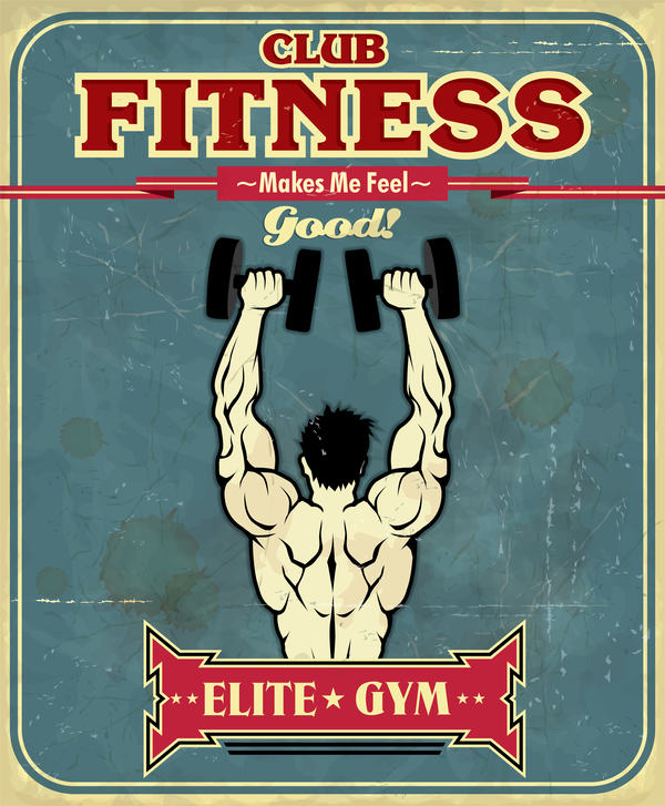 Vintage fitness club poster vector