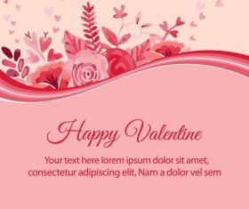 Watercolor flower valentine background vectors