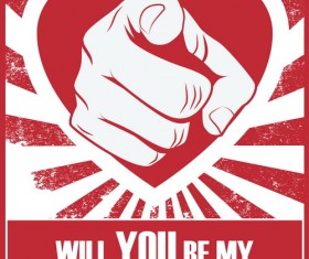 Will you be my valentine vintage poster vector