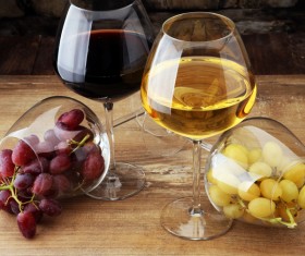 Wine and grapes Stock Photo