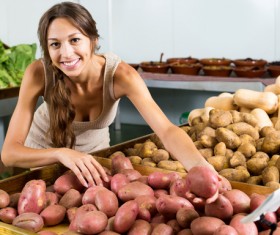 Woman buying vegetables Stock Photo 02
