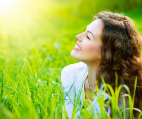 Woman enjoying the summer sun Stock Photo 03