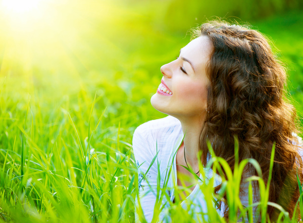 Woman enjoying the summer sun Stock Photo 03