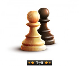 Wooden chess pieces vector illustration