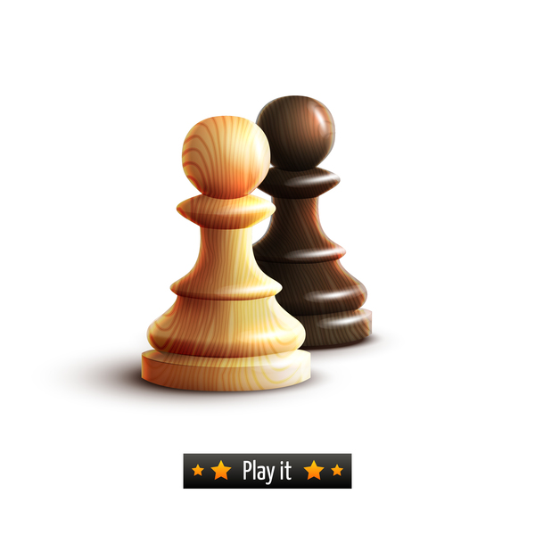 Wooden chess pieces vector illustration