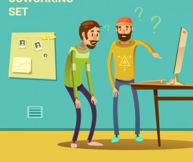 Working cartoon funny design vector 04