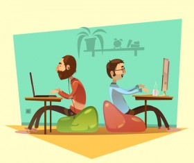 Working cartoon funny design vector 05