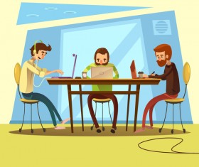 Working cartoon funny design vector 06