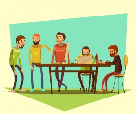 Working cartoon funny design vector 07