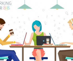 Working center design vector 01