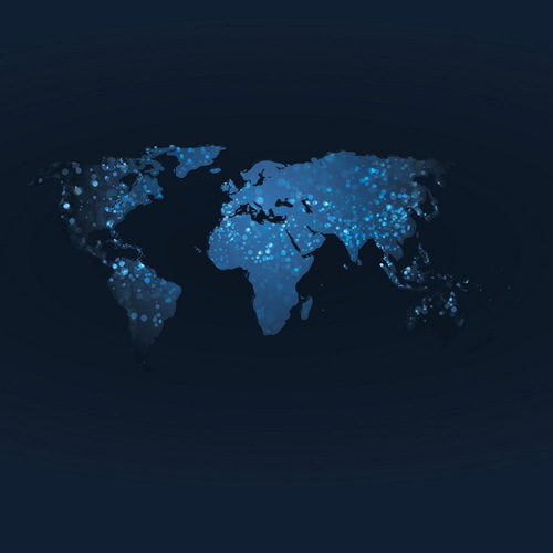 World map with dark blue background vector