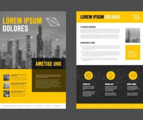 Yellow business brochure cover template vector