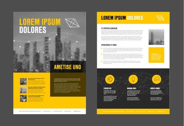 Yellow business brochure cover template vector