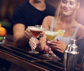 Young friends who drink in bar Stock Photo 07