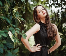 Young lady outdoors wearing black skirt Stock Photo 02