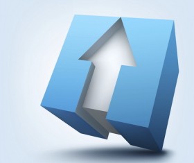 blue cube with arrow background vector
