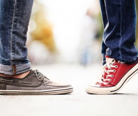 close-up Male and female footsteps Stock Photo 01