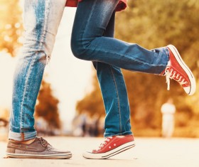 close-up Male and female footsteps Stock Photo 02