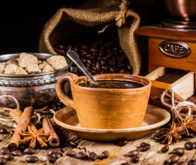 coffee and caramel and coffee beans Stock Photo 02