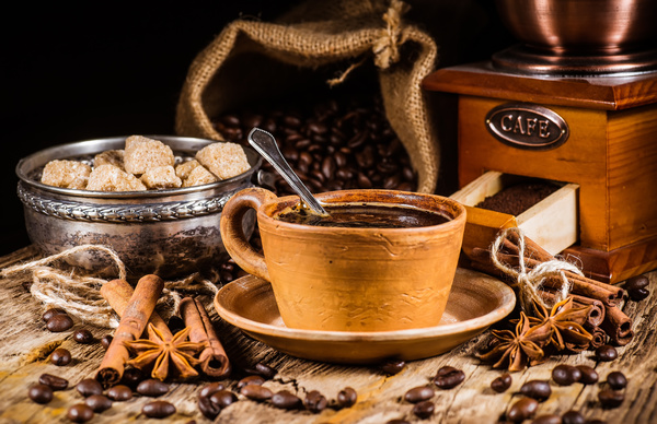 coffee and caramel and coffee beans Stock Photo 02
