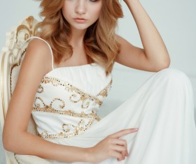 girl in white sling skirt Stock Photo 04