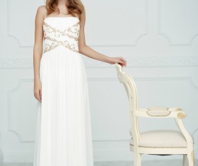 girl in white sling skirt Stock Photo 05