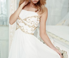 girl in white sling skirt Stock Photo 06