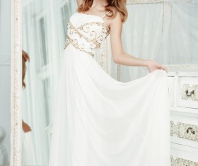 girl in white sling skirt Stock Photo 07