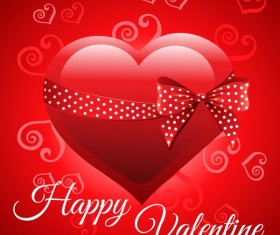 happy valentine heart shape bow vector