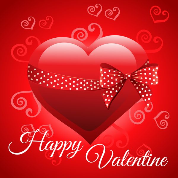 happy valentine heart shape bow vector