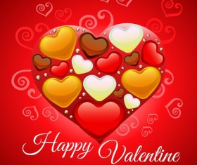 happy valentine heart shape vector