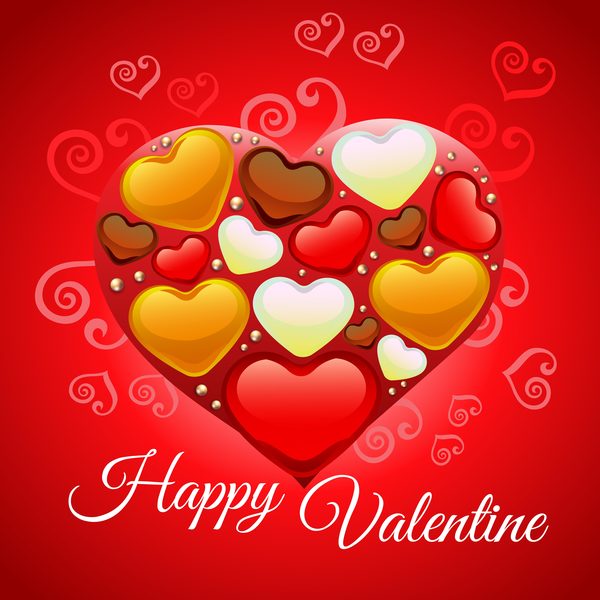 happy valentine heart shape vector