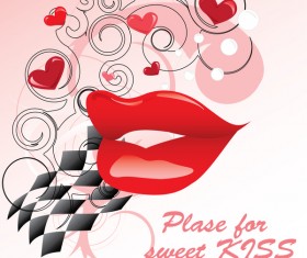 heart with lips valentine background vector