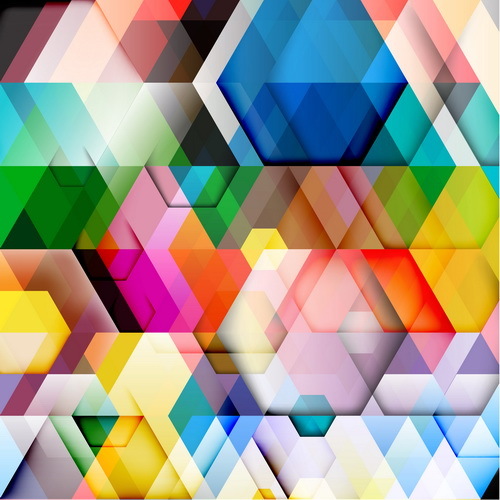 hexagon colorful abstract backgrounds vectors 07