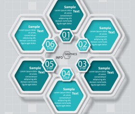 hexagon option infographic template vector 02