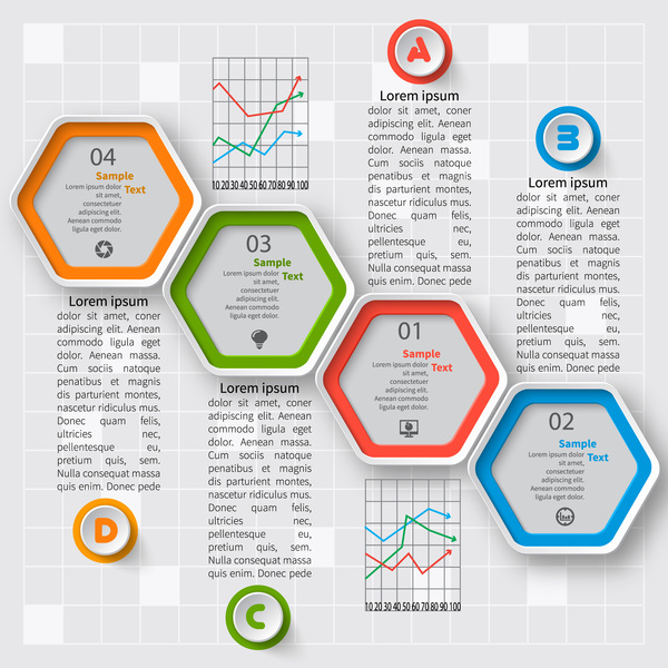 hexagon option infographic template vector 03
