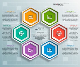 hexagon option infographic template vector 05