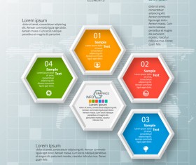 hexagon option infographic template vector 07